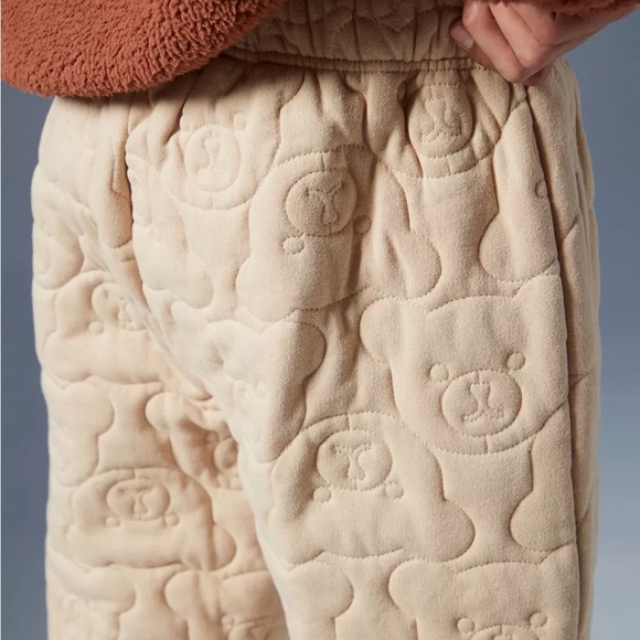 TEDDY FRESH Purple Cozy Quilted Teddy Bear Embroidered Sweatpants - Picture 4 of 8